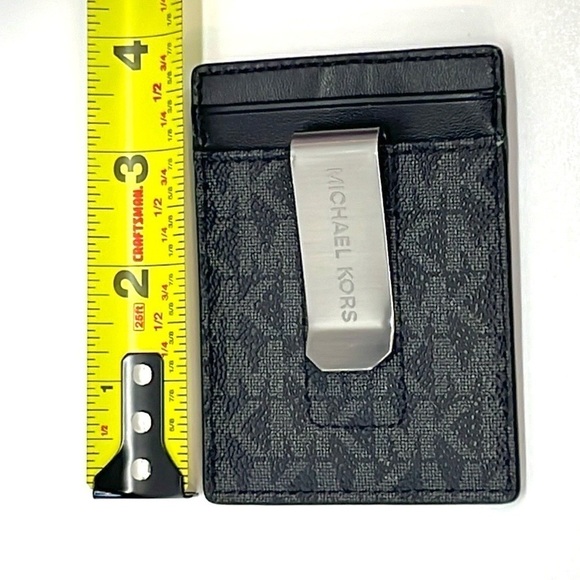 Michael Kors Men’s MK Logo Money Clip Leather Card Holder - Picture 4 of 6